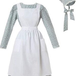 Pioneer/Little House Prairie Costume Dress, Apron, and Bonnet